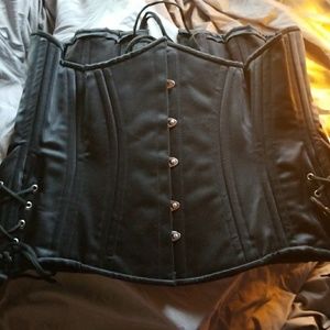 Satin underbust corset w/hip ties